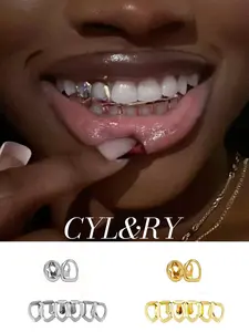 CRUSH CR 14/18K Gold Plated Open Face Star Grillz for Women Men Content Creators, Ideal for Music Festivals, Themed Parties, Night Outings TikTok Photoshoots, Hypoallergenic Design Ensures Comfort for All-Day Wear