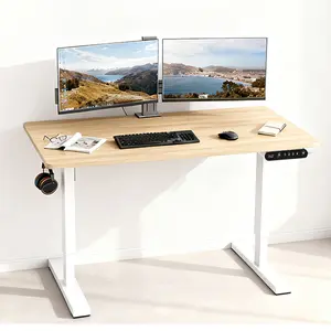 48 Inch Oak Desktop Sit Stand Desk (Home Office, Study & Gaming Ergonomic Electric Adjustable Height Desk) – 27"To 45" Height, 4 Memory Presets & 20W Fast Charging
