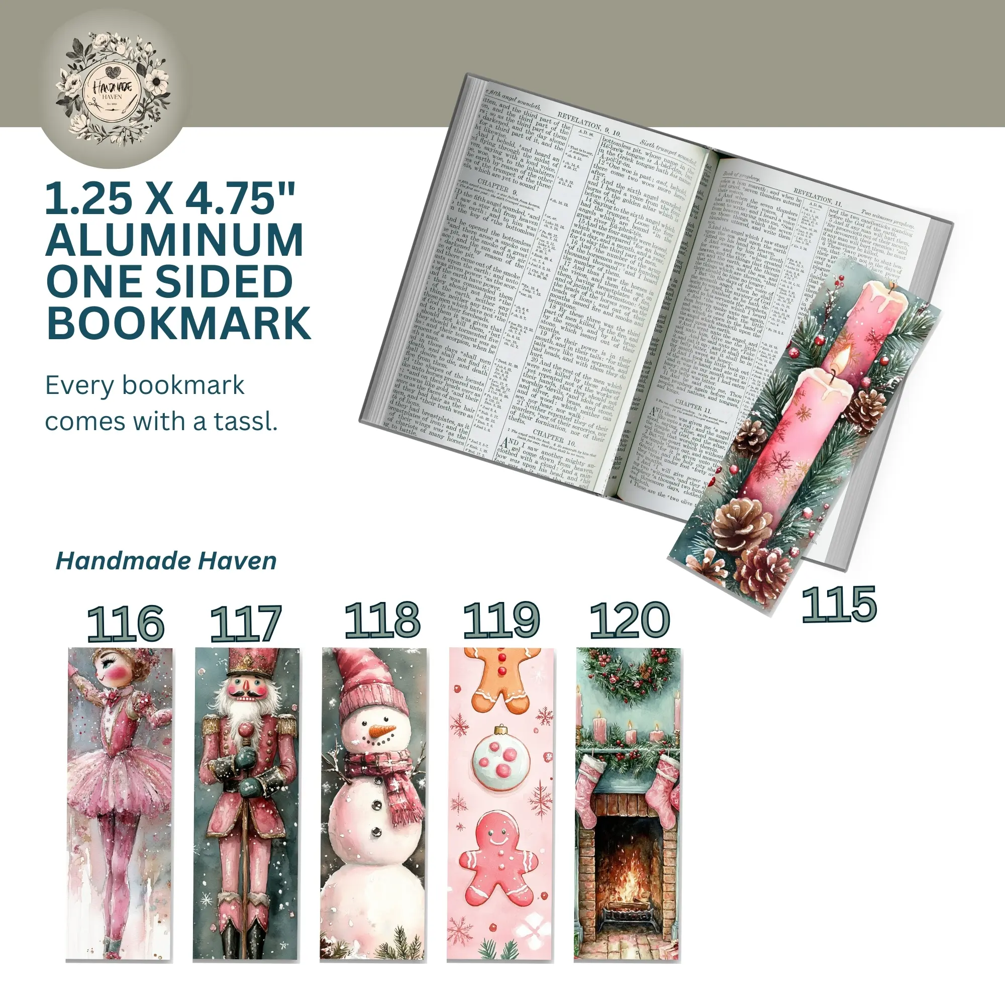 1.25 x 4.75" Single Sided Aluminum Bookmark - Vibrant Artwork for Your Reading Routine