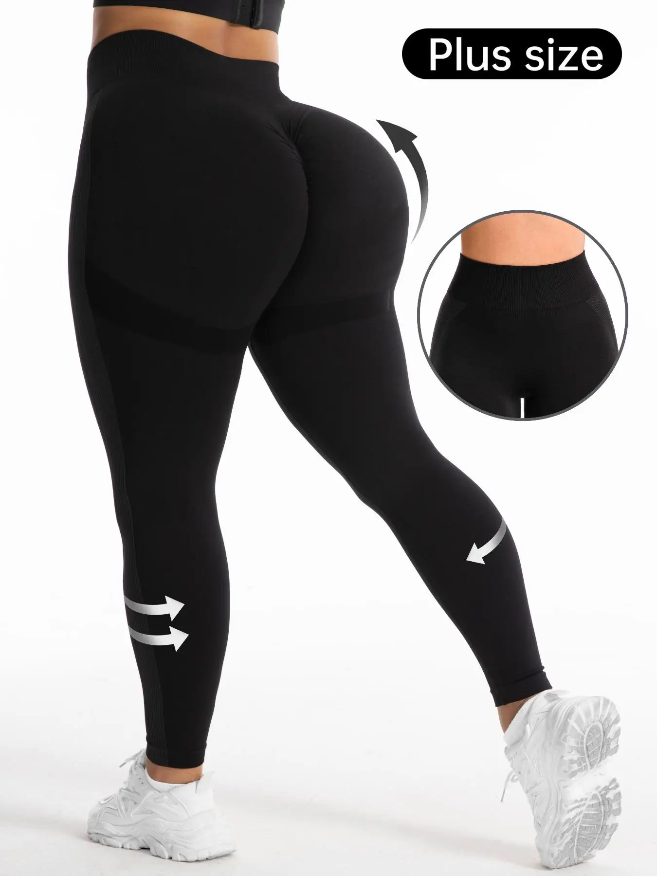 Plus Size Solid High Waist Sports Tummy Control Leggings, Tight-fitting Comfy Breathable Seamless Skinny Pants for Yoga Gym Workout, Women's Sport & O