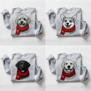 (Ver 2) Santa Paws Christmas Dog SPORT GREY Sweatshirt – 50 Dog Breeds in Festive Santa | Gildan Unisex Holiday Pullover