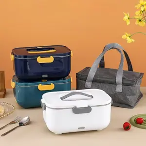 2.0L Large Capacity Electric Lunch Box for Adults 65W-80W Faster Heating 3 in 1 Heater Portable 12/24/110V for Work/Car/Truck with Spoon & Fork, Carry Bag