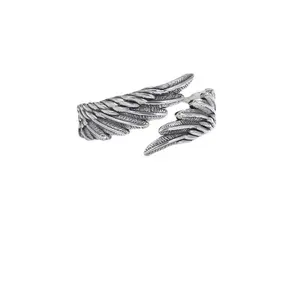 ZHIGUANG Selected Angel Wings Ring for Men and Women Dark Style Couple Rings Valentine's Day Gift for Him & Her Unique Design Perfect for Couples