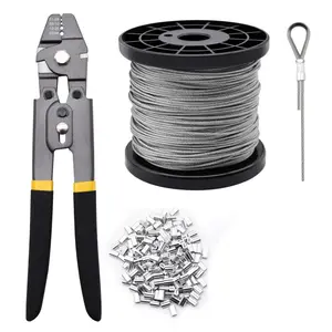 165 ft Wire Rope Crimping Tool Kit, 1/16" Stainless Steel Wire Rope Cable with Aluminum Crimping Sleeves for Railing, Decking, Picture Hanging (7x7 Strand Core) - Home Improvement.
