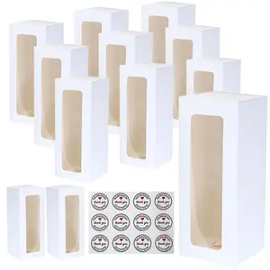 Cookie Boxes with Window for Gift Giving – 8.7'x3.15'x3.15' Bakery Boxes - Small Cookie Containers for Treats, Desserts, Strawberries, Cupcake, Pastry, Charcuterie, Baked Goods (White)