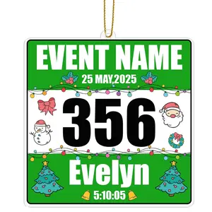 Personalized Irregular Multi-Size Acrylic Race Bib Ornament, 2025 Running Marathon Hanging Decor, Runner-Focused Festive Room Gift