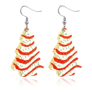 Women's 2-Pairs Christmas Plant Motif Dangle Hook Earrings - Female Cute Drop Costume Jewelry, Exquisite All-Match Accessory for Party, Birthday Gift