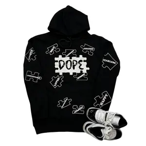 Piecing It Together Hoodie Puff Print Black