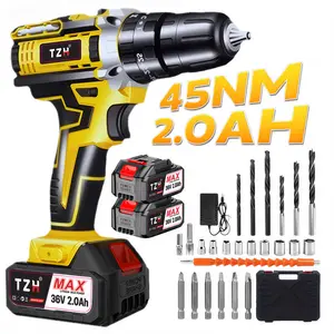 MRAEER Cordless Drill Tool Set 36V Electric Power Drill with 2.0AhLithium-ion Battery and Charger–USB/Type-C Rechargeable, Portable, All-in-One DIY & Home Toolbox Kit High Torque Impact