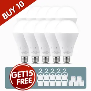 RELAMPBOL 10PK Rechargeable Emergency Light Bulbs, 60W Equivalent, 9W E26 3000K Warm Light/6000K White Daylight 800Lumens 1200mAh Battery Backup Emergency Light Bulbs for Home Power Outage Hurricane Camping
