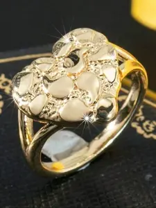 Heart Nugget Ring heart style set Heart Design Ring heart nugget ChunkyGoldRing Silver heart Nugget anillo nugget de corazón