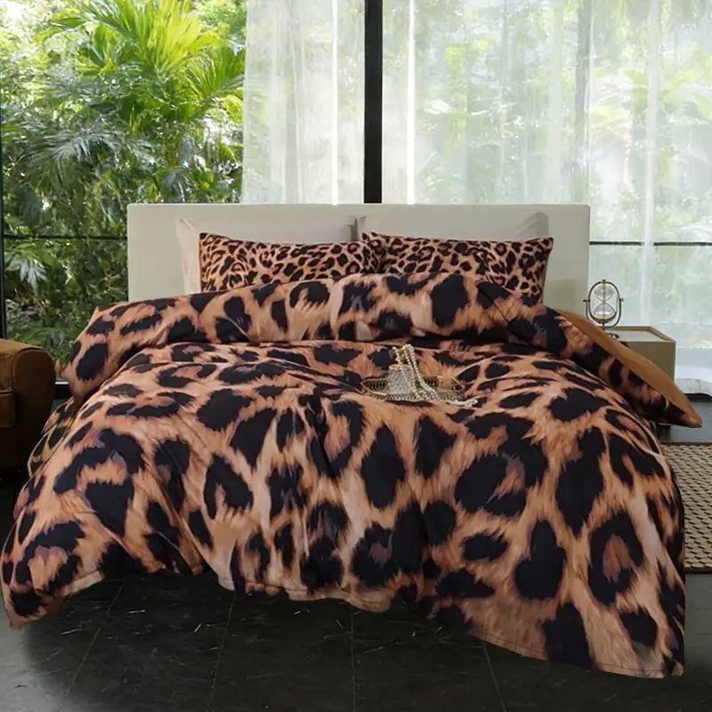 Leopard Print Bedding Set, Including 1 Count Bedspread & Pillowcase without Filler, Decorative Bedding Set, Soft Comfortable Bedding Set for Home Bedroom