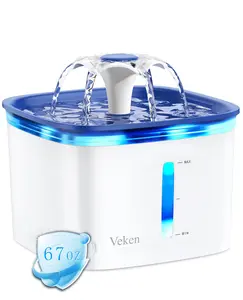 95oz/2.8L Pet Fountain, Automatic Cat Water Fountain Dog Water Dispenser with Replacement Filters for Cats, Dogs, Multiple Pets (Grey, Plastic)