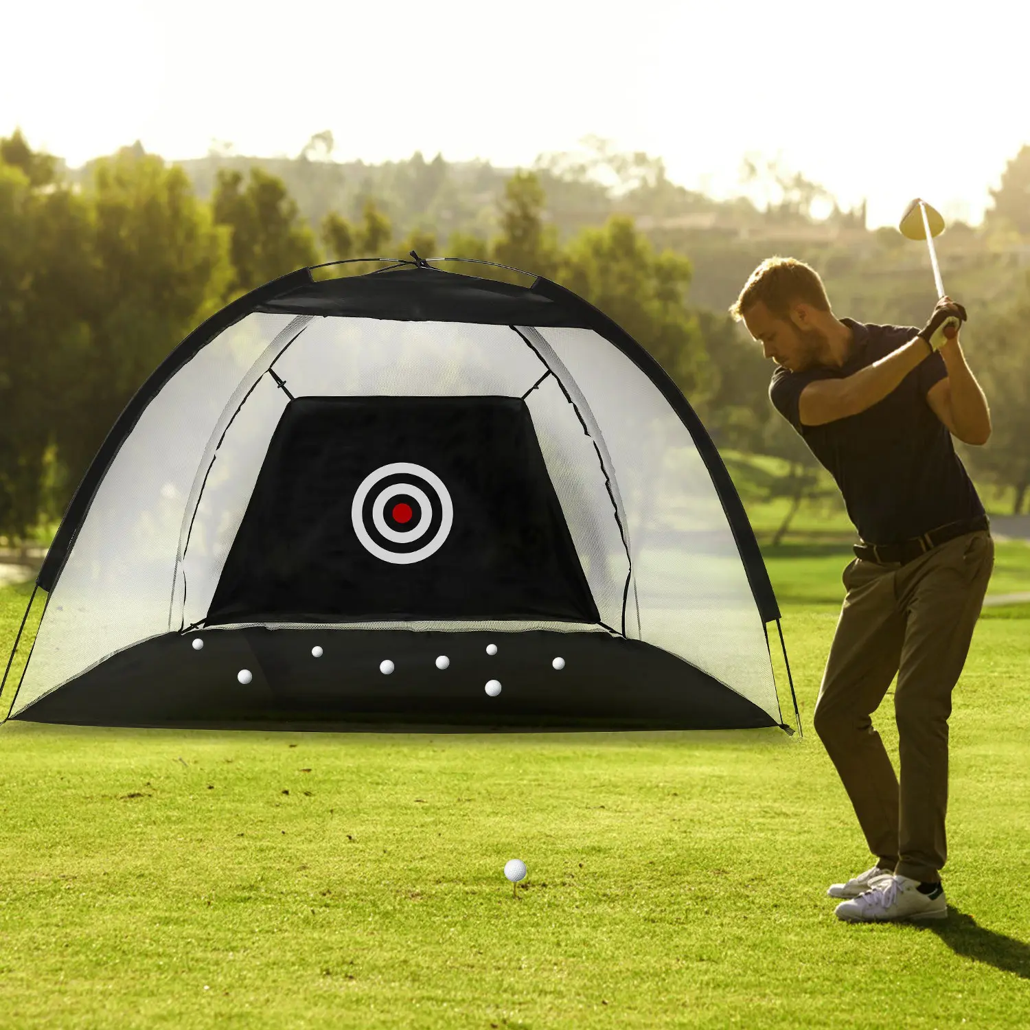 Golf Net Golf Training Aids Practice Nets Driving Hitting Nets With Target Cloth Carry Bag For Indoor Outdoor Sports