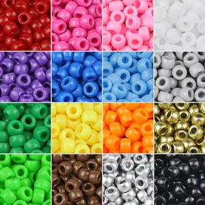 100/400pcs 6x9mm Solid Color Large Hole Pony Beads DIY Jewelry Making For Friendship Bracelets & Hair Braids Craft Supplies