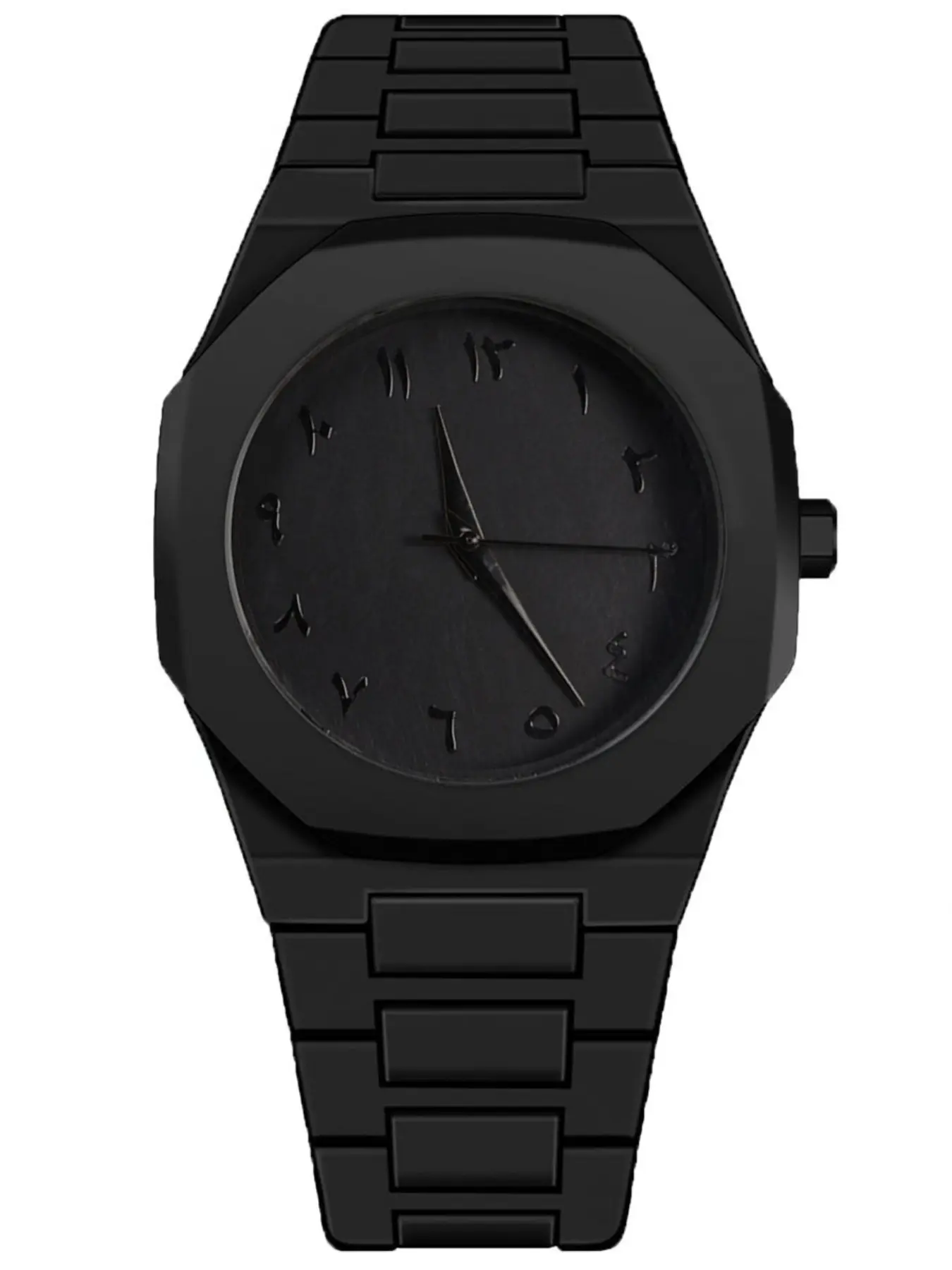 Men's All Black Plastic Quartz Analog Watch with Arabic Numerals, Business Casual Wrist Watch for Daily & Office Wear, Business Fashion Watches