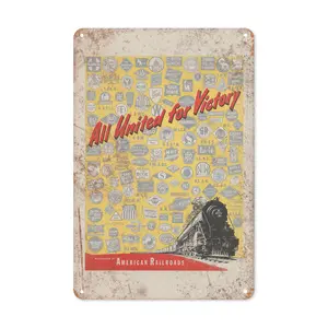 WSTKJW United for Victory WWII Propaganda Poster Reproduction Metal Sign for Home Cafe Bar Garage Man Cave Bedroom Wall Decor 8x12 Inch Artistic Ornaments