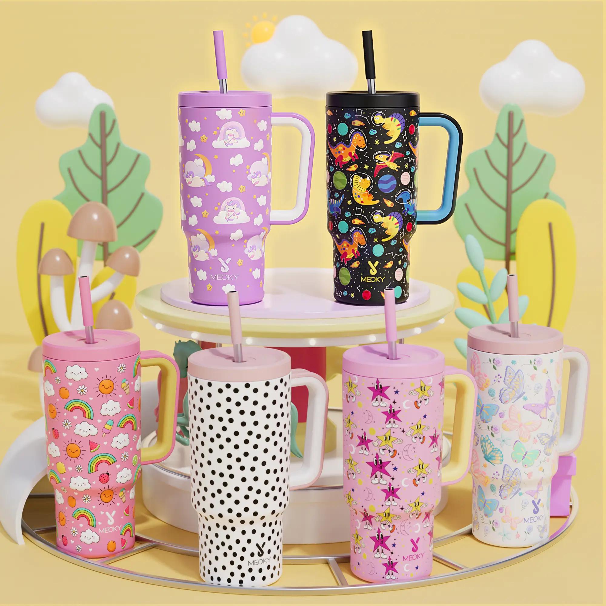 【Meoky】24oz stainless steel thermos cup is available in limited quantities. It is suitable for school and outings. It is a reusable environmentally fr