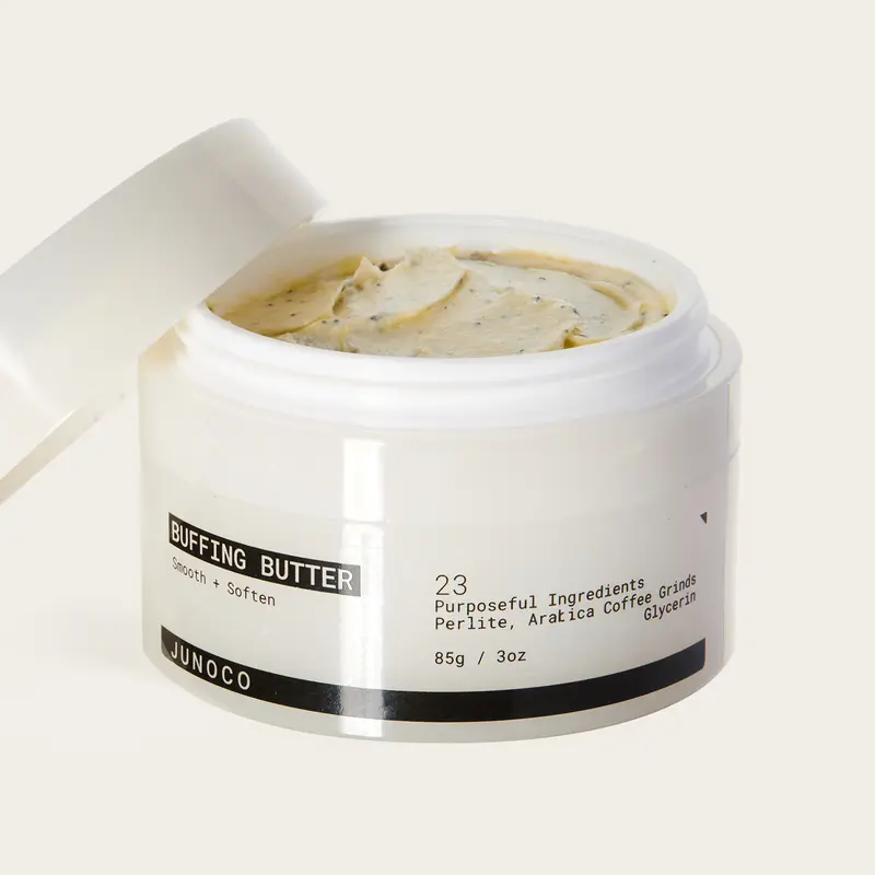 JUNOCO Buffing Butter. Hydrating & Exfoliating Body Scrub with Coffee Grinds and Perlite, 85g