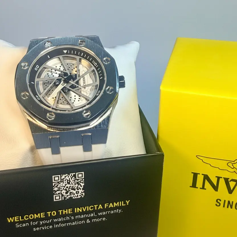 70039 Invicta Mens Speedway Rim Black Wheel Design Dial 42mm Steel Bracelet Watch