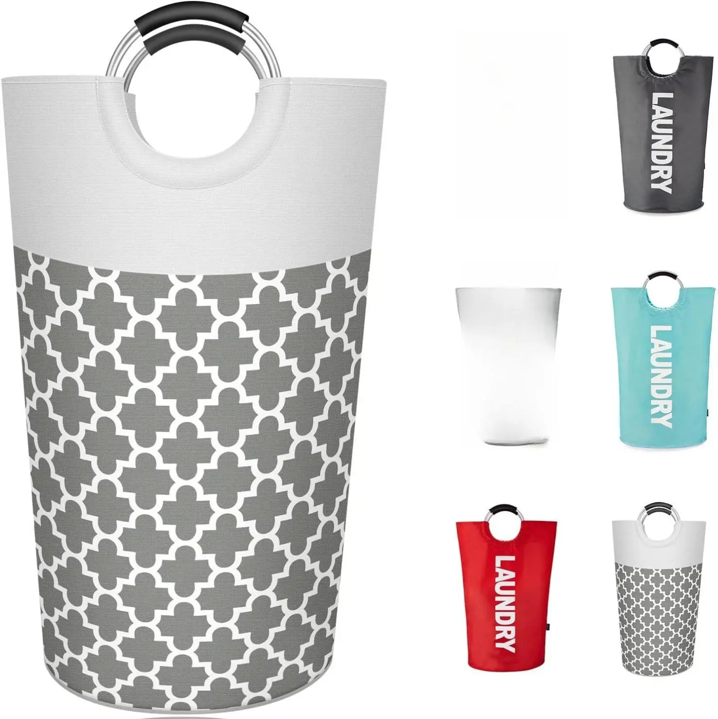 90L Light Laundry Basket Waterproof Laundry Hamper, Laundry Bag with Padded Handles, Clothes Hamper Stands Up Well, Collapsible Laundry Basket Easy Storage