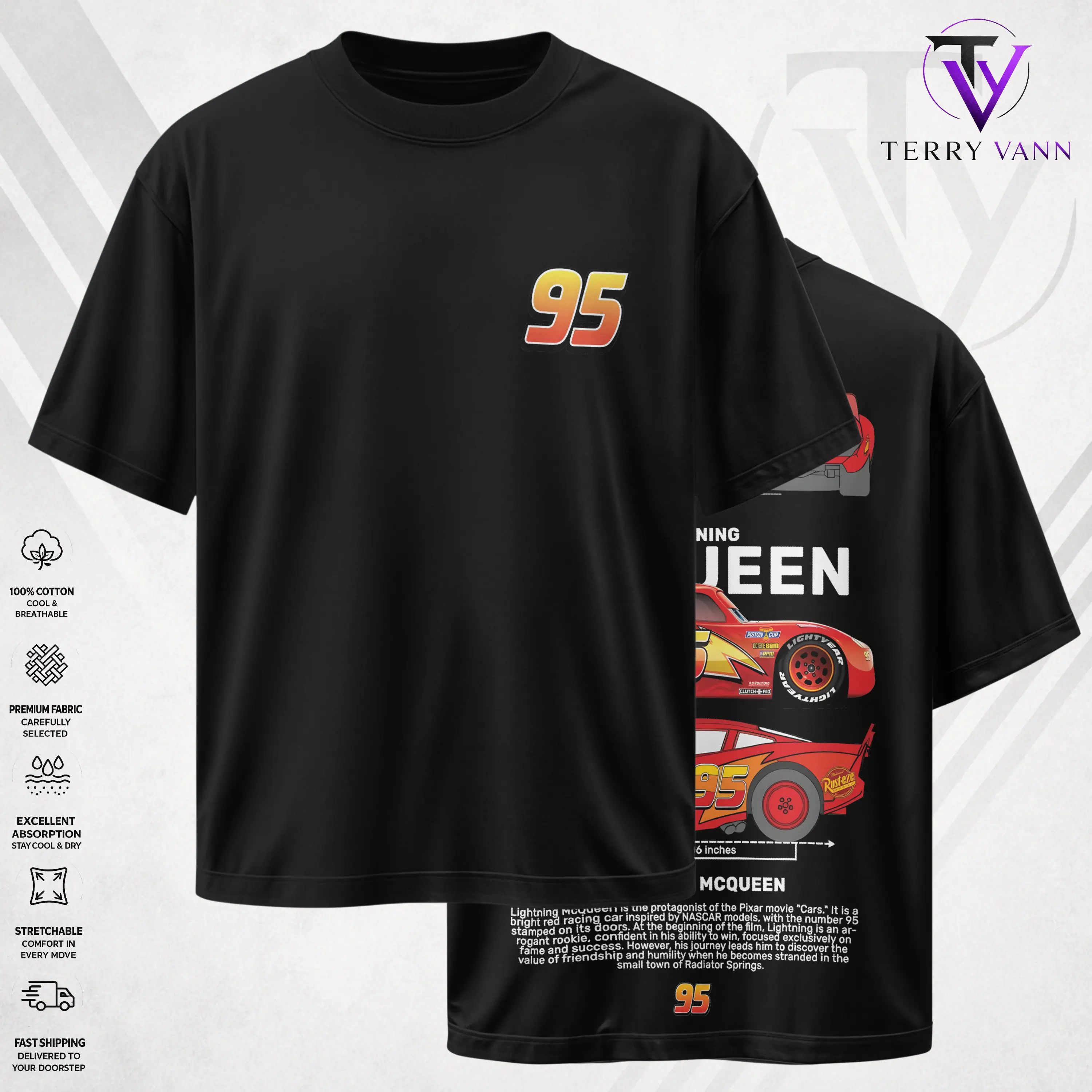 Retro Two Side Cars Movie T-Shirt, Mcqueen and Mater V2 Vintage Unisex Graphic Tee - Top Trendy Y2K Classic Streetwear Unisex Racing Style For Fans
