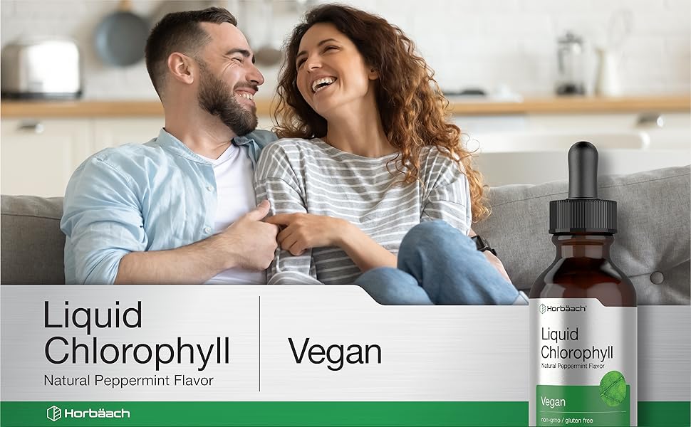 Horbäach Liquid Chlorophyll Drops | 2 oz | Vegan, Non-GMO, and Gluten Free Formula | Natural Peppermint Flavor