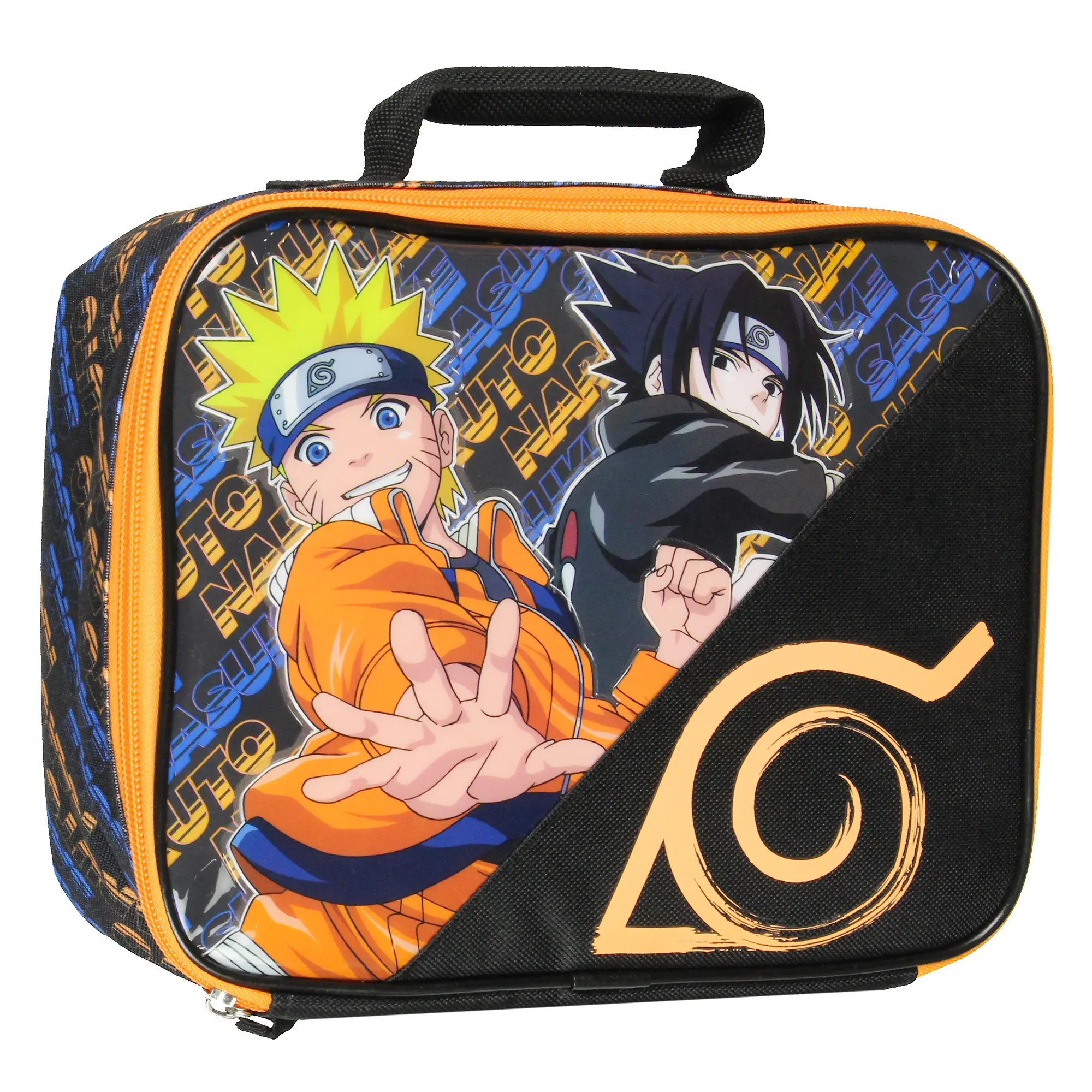 Naruto Lunch Box Naruto And Sasuke Manga Anime Hidden Village Logo Insulated Lunch Bag Lunch Tote For Kids 10"