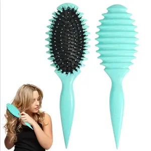 Curl Defining Brush, Curl Hair Brush, 2024 Newest Boar Bristle Hair Brush Styling Brush for Detangling Shaping and Defining Curls for Women and Men(Green) Usieka