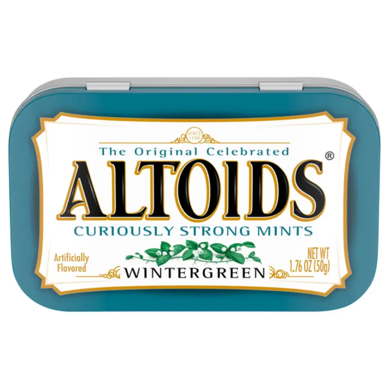 3-Pack Altoids Wintergreen Sugar-Free Artificially Flavored Mints with Gum Arabic - Classic Tin, Pocket-Sized 1.76oz Sweet Everyday Breath Candy, Anywhere All Occasions Snack Treat