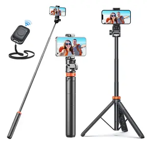 All-in-One 61" Phone Tripod with Remote Enhanced Travel Stability for iPhone 15-13 & Android Devices Portable & Adjustable