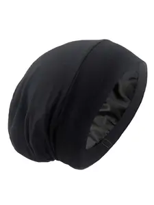 Silky Bonnet for Sleeping, Adjustable Stay-On All Night Hair Wrap, Slouchy Beanie for Curly Protection, Casual Plain Design for Women and Men