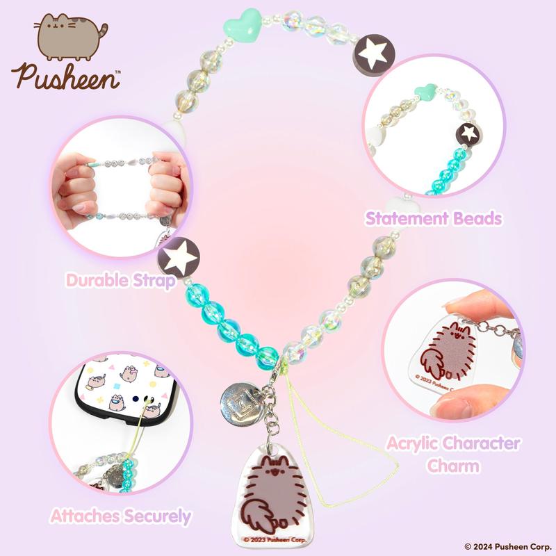 Pusheen the Cat Beaded Charm Mobile Phone Wrist Strap - Pip