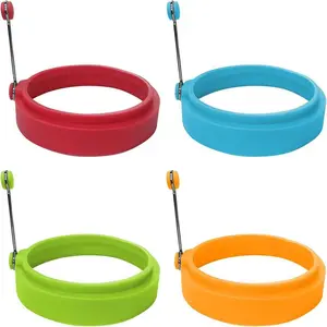 Silicone Egg Ring, 4 Counts/set Colorful Egg Ring Mold, Egg Cooking Ring, Egg Ring for Frying, Kitchen Egg Utensils, Kitchen Gadgets