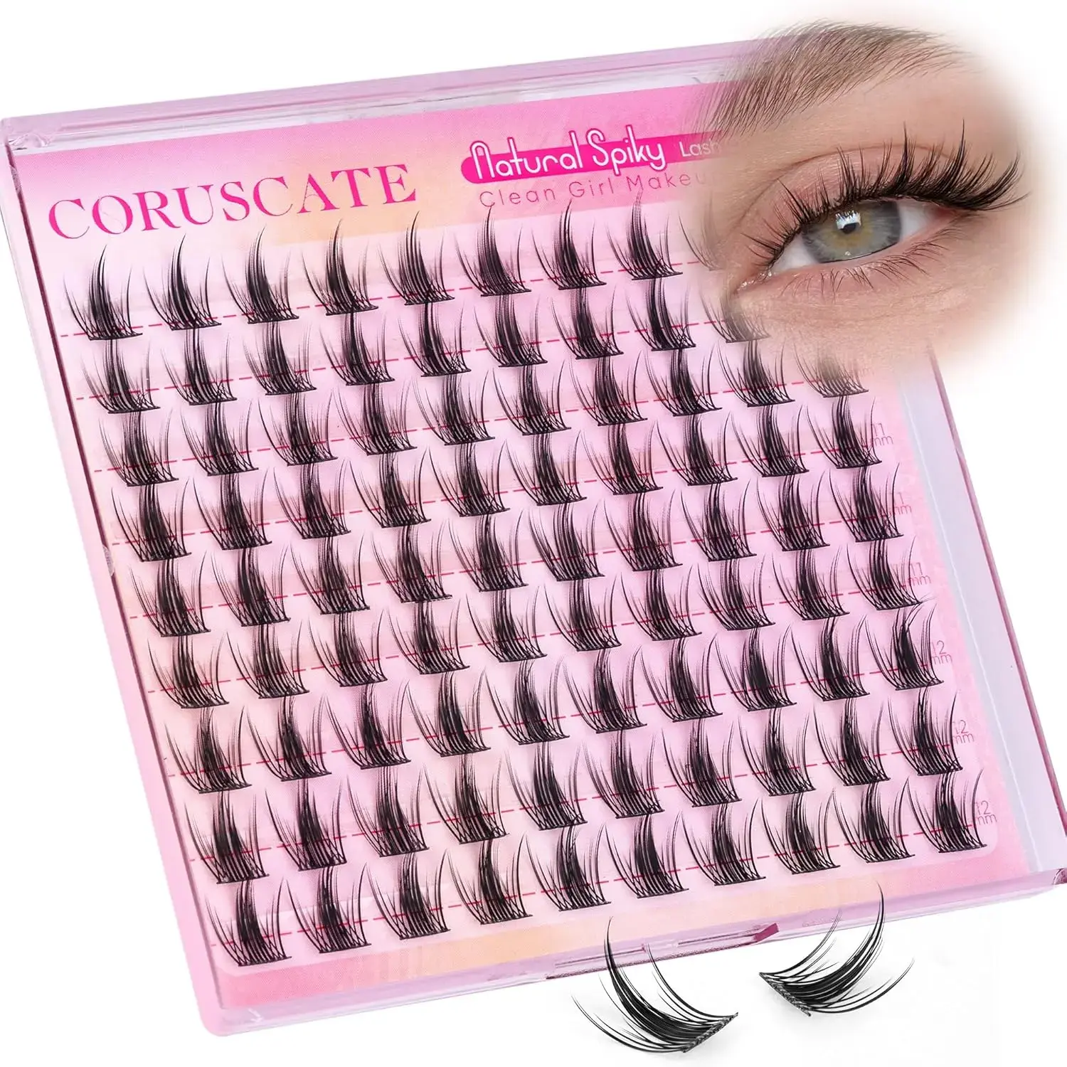 Natural Cluster Eyelash Extensions Kit, 10-12mm Mixed Lengths, Lightweight Individual Lashes, Longer Looking Eyelashes, Volume Cluster Lashes, Volume False Eyelashes, Individual Lashes Clusters Perfect for DIY Salon Style & Daily Use