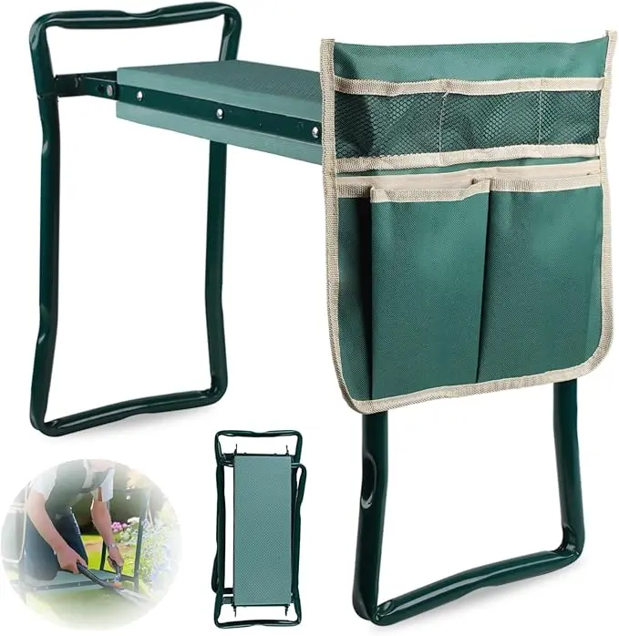 Heavy Duty Foldable Rectangle Gardening Kneeler with Seat & Tool Pouches - Space-Saving EVA Foam Kneeling Pad, Multi-Purpose for Outdoor Work, Fishing, Camping, Knee Pain Relief, Gift for Senior Gardeners, Gardener Glove
