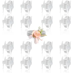 Silver Corsage Wristlet Band, Elastic Wrist Corsage Bracelets Bands for Women, Stretch Aluminum Handmade Prom Flower Supplies Accessories for Wedding