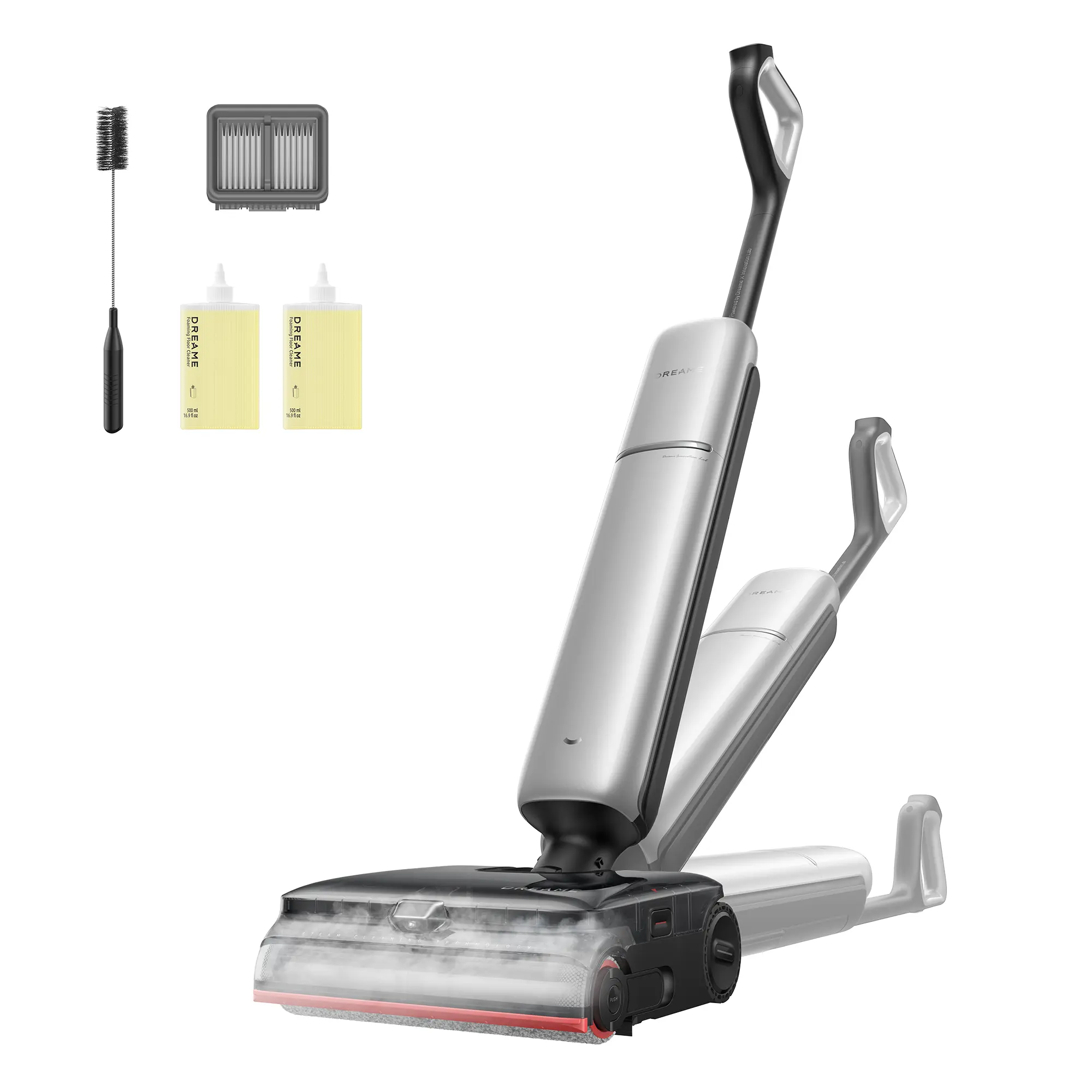 DREAME Aero Ultra Steam Vacuum and Mop, 392℉ Steam, 194℉ Hot Water, FoamWash, Wet Dry Vacuum with 30kPa Suction, 3.88in Ultra-Slim Lie-Flat, GlideWheel Power Assist, Tangle-Free for Pet Owners