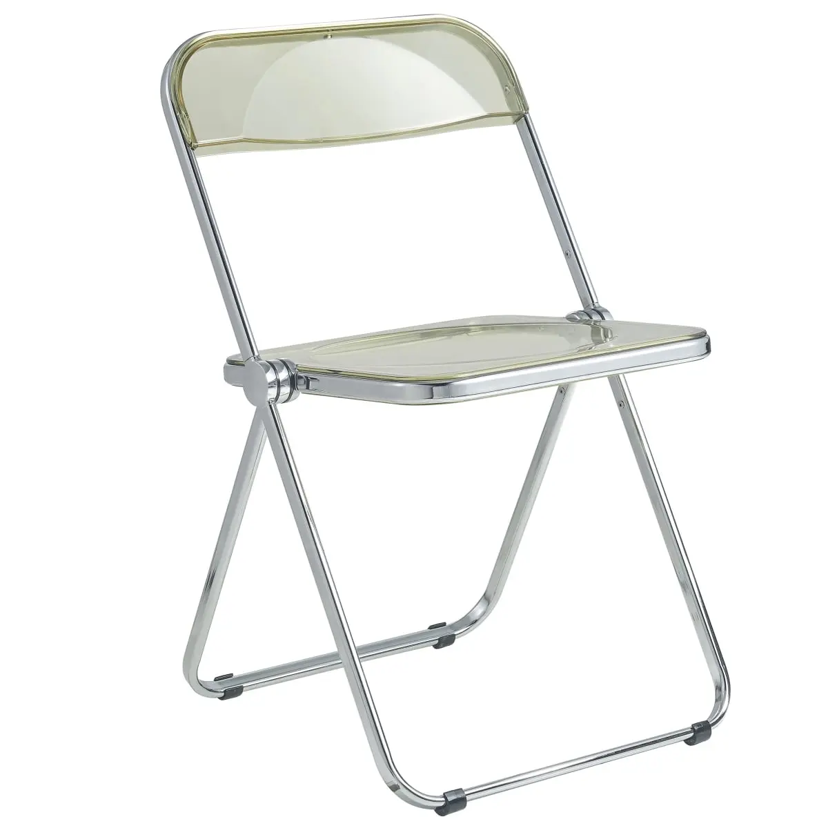 360 stand Lawrence Acrylic Folding Dining Chair, 30x19x18.5in Sturdy Metal Frame Amber, Lightweight Foldable Modern Minimalist Indoor Furniture Chair, Lightweight Foldable Chair