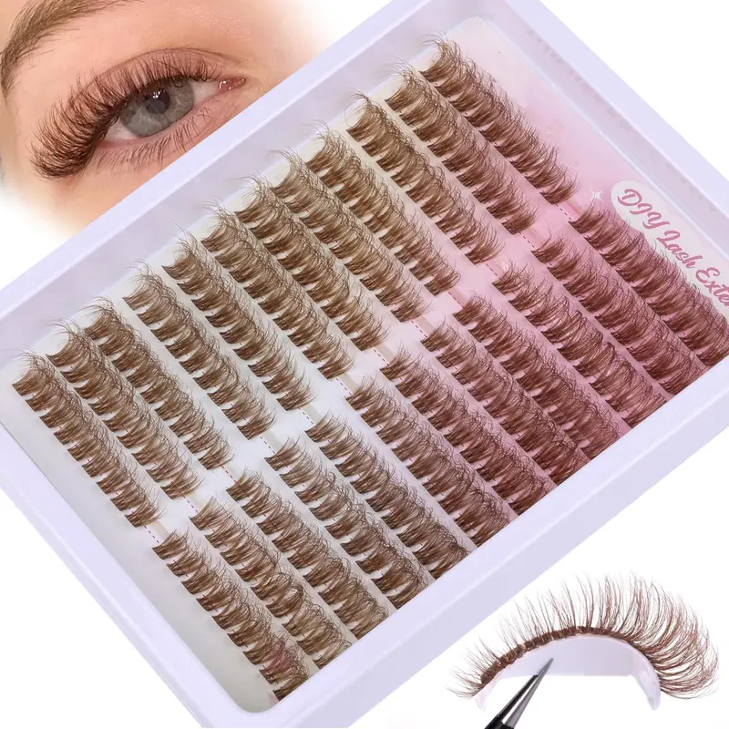 Cat Eye False Eyelashes, 1 Box Feline Lash Look Brown Eyelash Extensions, Self Grafting Curl Eyelashes, Eye Makeup Diy False Eyelashes for Women, Cosmetic, Lightweight Natural Eyelashes, Fake Lash Cosmetic