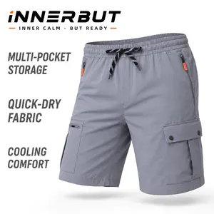 Men’s Quick Dry Cargo Shorts Lightweight Stretch Hiking Shorts for Men with 5 Pockets Elastic Waist Zipper Pocket Athletic Outdoor Casual Shorts for Fishing Camping Golf Running Gym Travel Breathable Summer Tactical Cargo Shorts No Lining