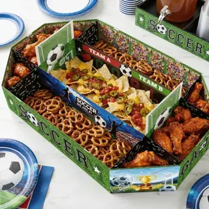 2026 New World Cup Soccer Party Supplies: Extra-Large "Soccer Field" Themed Snack Tray—Disposable Serving Platter Ideal for Home Parties and Setting the Festive Mood.