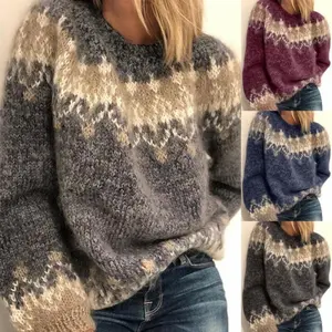 Women’s New Loose-Fit Autumn/Winter Casual Mohair Thick Knit Jacquard Sweater