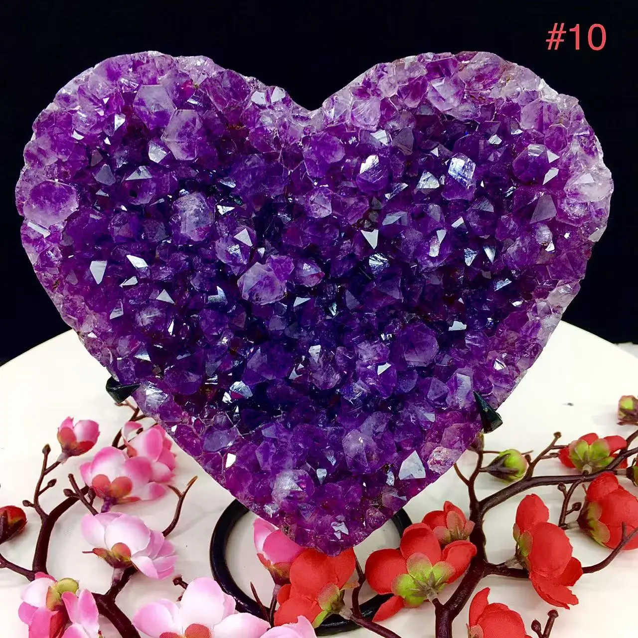 2 Elegant Colored Non-Natural Crystal Heart Ornaments, Amethyst Cluster Jewelry Accessories & Derivatives, Colored Non-Natural Crystal Decorations, Elegant Non-Natural Crystal Decorations