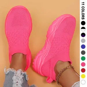 Women's Fashionable Plain Color Low Top Sneakers, Casual Comfortable Breathable Sports Running Shoes, All-match Round Toe Slip on Athletic Running Shoes for Daily Wear