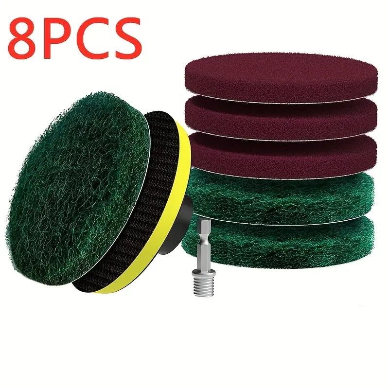 8-Piece Drill Power Brush Tile Cleaning Pads, Home Cleaning Tools for Bathroom Floors and Bathtubs, Polishing Pad Set, Powerful Cleaning Tool, Scrub Brush Refills, Scrub Brush Replacement