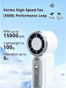 Super Mini Handheld Fan, Portable Turbo Bladeless Design, 6-Gear Adjustable with LED Display, USB Rechargeable, Ideal for Travel, Outdoor Use, For School For Student Women, Girls Children's Fans