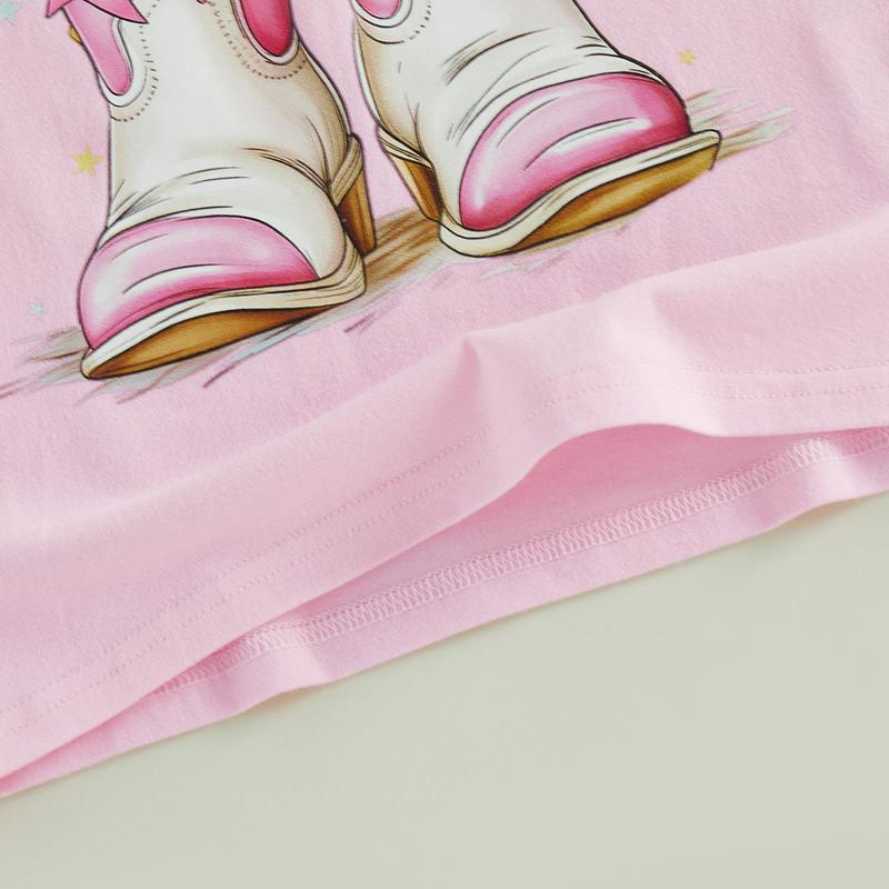 PYBCVRRD Kids Baby Little Girls Easter Shirts Short Sleeve Crew Neck Bunny Ears Boots Print Casual Summer Tops T shirt 1-6 Years