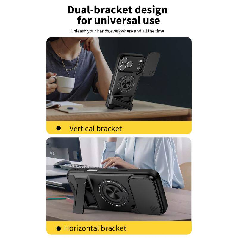 Sliding Camera Cover Phone Case with Ring Holder Kickstand, Magnetic Car Mount Compatible, Heavy Duty Shockproof Protective Cover for cases iphone 17 pro max 16 15 14 13 Pro Max Plus Air 16E & Samsung phone cases Four-in-One Military Grade Lens Protector