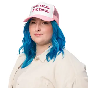 Hot Moms for Trump Trucker Hat – Patriotic MAGA Cap for Women | Conservative Mom Gift | 2024 Election Hat